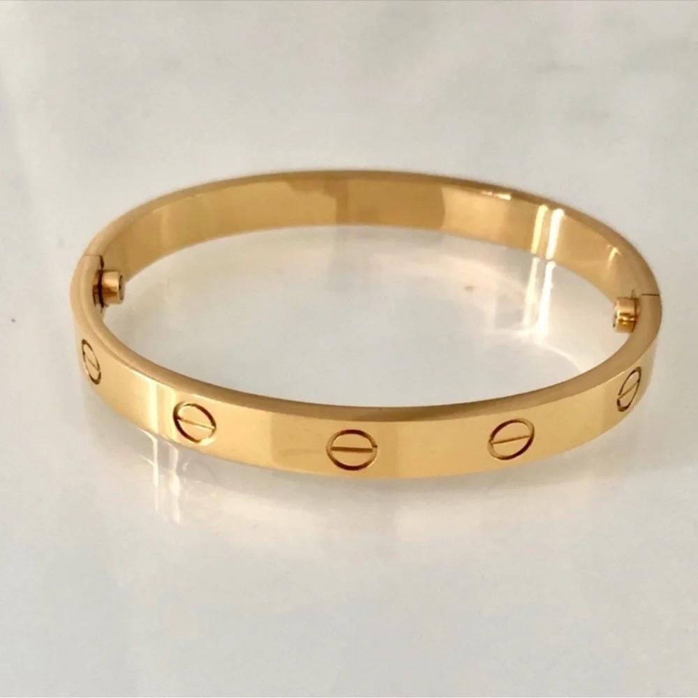 Generic Clip On Screw Bangle Bracelet in Gold